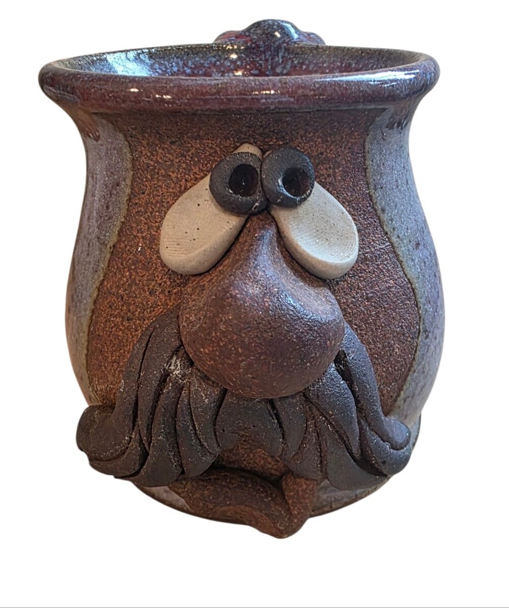 Vintage Mark Mahon Studio Pottery Handmade Face Mug
